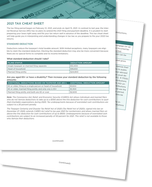 Tax cheat sheet lp