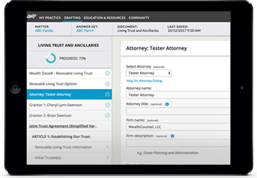 Wealth Docx solution for estate planning attorneys